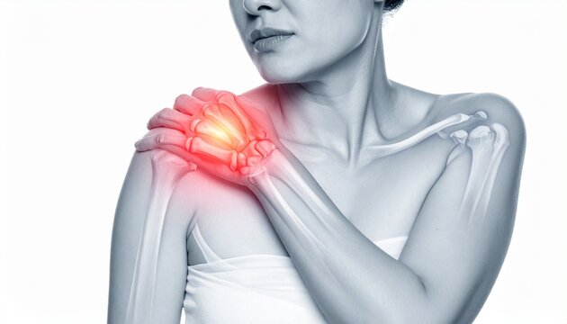 Shoulder joint pain illustration.