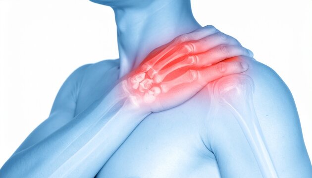 Shoulder joint pain illustration.