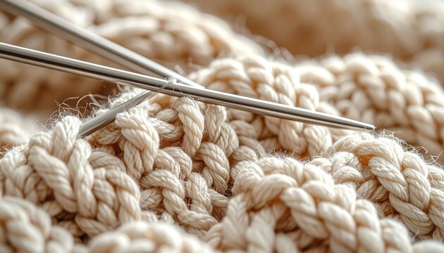 Unfertiger gestrickter Pullover mit Nadeln