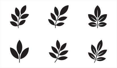 Obraz premium Minimal leaf icon set botanical silhouettes for eco and nature design