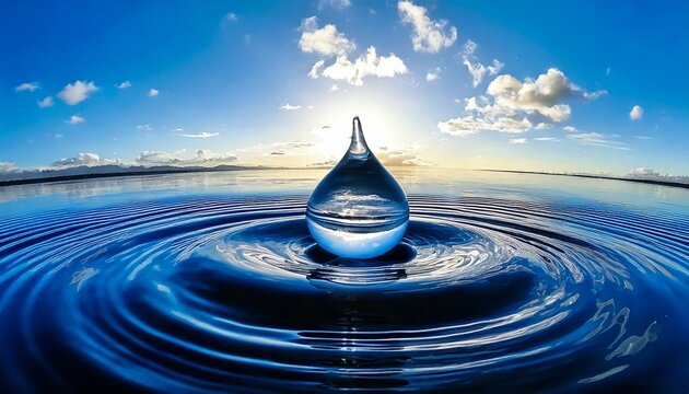 Serene landscape of an infinite mirror lake with liquid metal detail