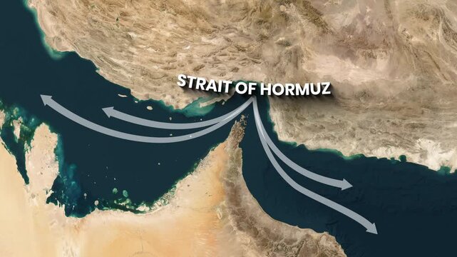 Animated map highlights Strait of Hormuz, a critical global maritime chokepoint video