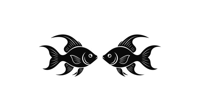 Two Black Fish Facing Each Other.