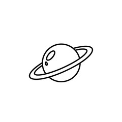 Fototapeta premium Simple black and white illustration of a planet with rings in space.