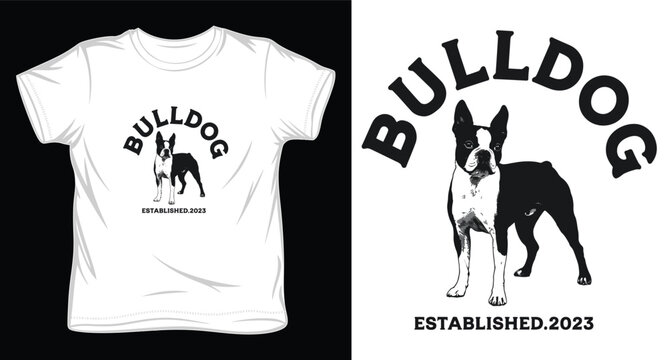Boston terrier bulldog established 2023 minimalist tshirt design