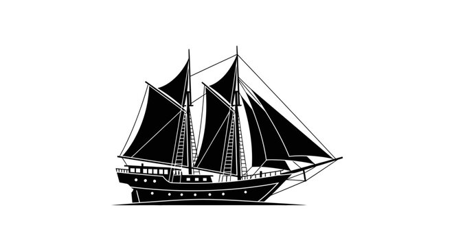 Detailed Illustration of a Sailing Ship.