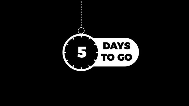5 days to go&rdquo;, countdown animation, motion graphics, running numbers.with video concept.