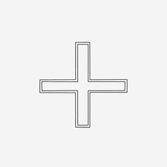 Fototapeta premium Simple plus sign outline on a plain white background minimalist design.