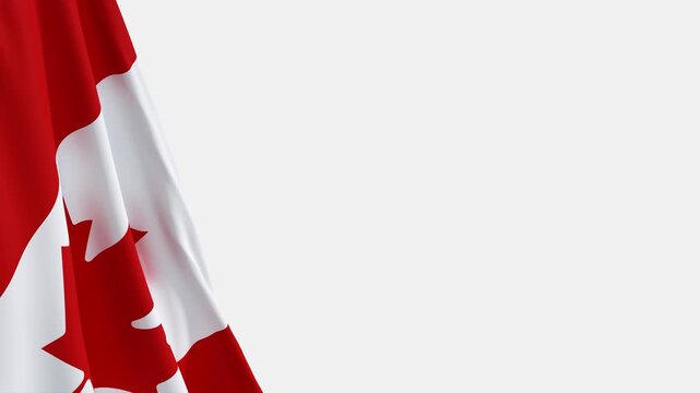 Canadian flag loop background left side with transparent right copy space
