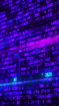 A vibrant digital display of purple and blue code with a JAZX text overlay