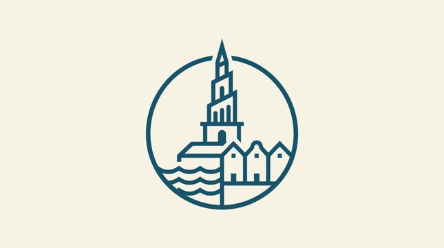 Minimalist Lighthouse Design with Buildings