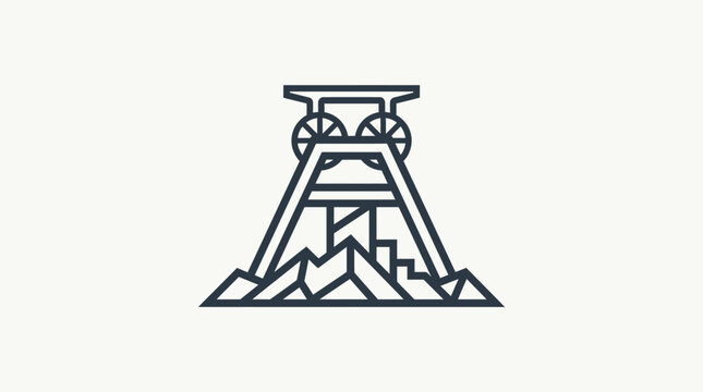 Minimalist Schematic Of A Mine Headframe And Coal Mountain