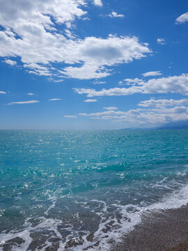 Scenic coastal view with blue sky and sea
