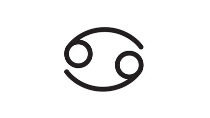 Fototapeta premium Cancer zodiac sign symbol with a minimalist black outline on a white background, representing the astrological constellation.