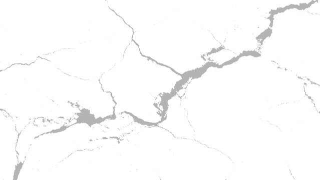 Gray cracked earth map with rivers and landmasses on white background