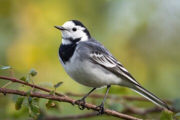 White wagtail on a branch.