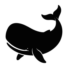 Vector of a whale with a large body and prominent tail fin in a minimalist style © Rohi