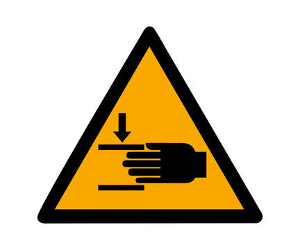 ISO 7010 W024 Warning Crushing of hands sign illustration on transparent background. 