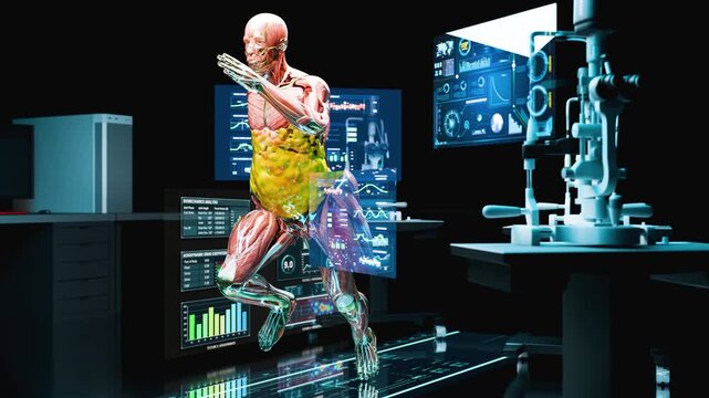 Laboratory Study of Thermogenesis and Fat Burning During Cardiovascular Activity, From Overweight to Slim Fit, Burning Fat Cells and Achieving a Fit Physique, Weight Loss, 3d render