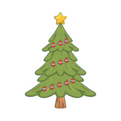 Fototapeta premium Illustration of Decorated Christmas Tree