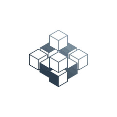 Obraz premium Isometric cube arrangement showcasing geometric shapes and architectural design.
