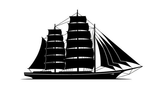 Sailing Ship with Masts and Sails.