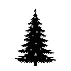 Fototapeta premium Silhouette of a festive Christmas tree with snowflake decorations holiday season.