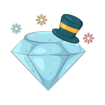 Illustration of Diamond with Top Hat 