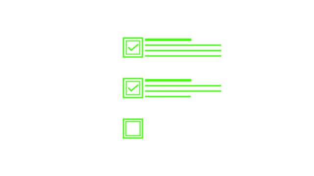 Bright green checklist with three items two of which are checked on a white background
