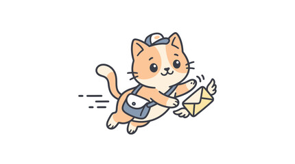Fototapeta premium Cute Cartoon Cat Delivering Mail