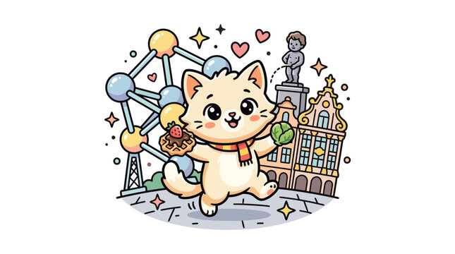 Cute Cat Exploring Brussels Atomium Manneken Pis and Waffles!