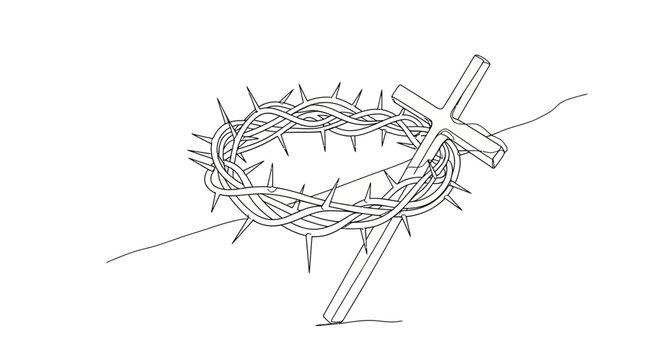 Crown of thorns with cross symbol.