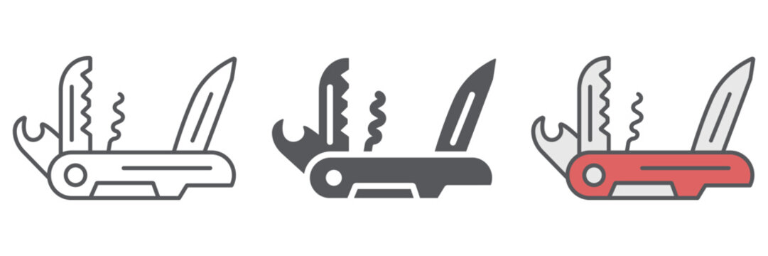 Multi tool line icon, camping and multifunction, pocket knife sign, vector graphics, a linear pattern on a white background.