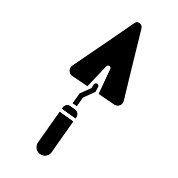Black trowel icon isolated on white background construction tool symbol.