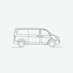 Obraz premium Detailed outline of a commercial van perfect for transportation and delivery services.