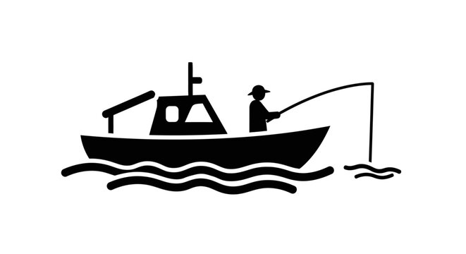 Man fishing on a boat water.