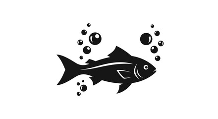 Obraz premium Black silhouette of a swimming fish.