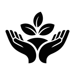 Fototapeta premium Vector of two hands cradling a growing plant