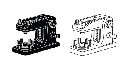 Two vintage telegraph machines illustrated in detailed black and white silhouette © MdAbulBasher