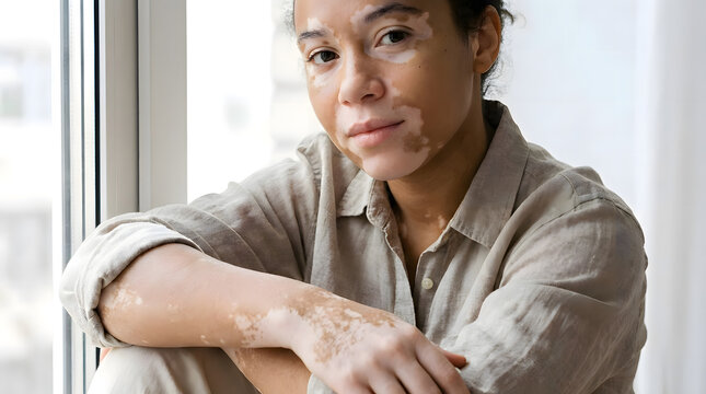 Confident Young Woman with Vitiligo Embracing Her Unique Skin