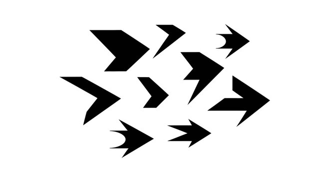 Abstract black arrows pointing right on white background.