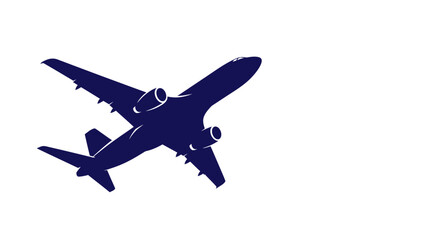 Silhouette of a commercial airplane in flight against a white background. © Minato