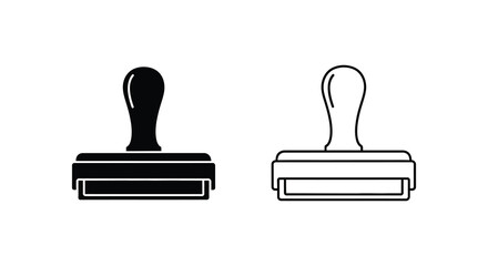 Obraz premium Two rubber stamps one filled and one outline in a simple design silhouette