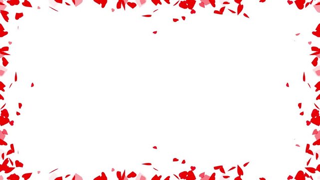 Valentines Day Animated Heart Frame Border with Flying Particles. Abstract Glowing Heart Particles Rectangle Frame Overlay for Romantic Video