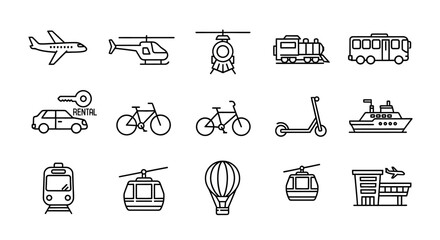 Various Transportation Vehicles Icons Line Style. © inayatul