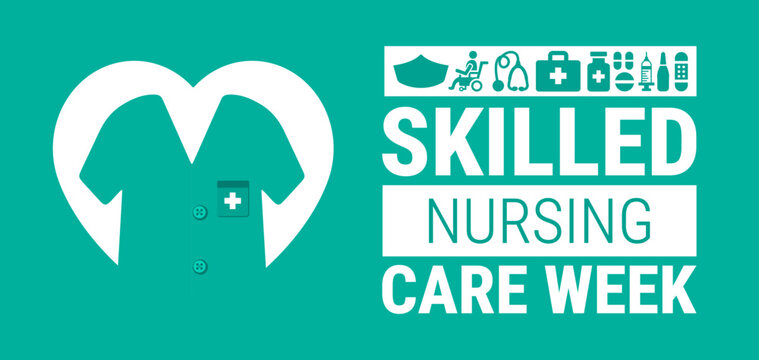 national skilled nursing care week background, banner, card or poster design template is observed every year during May, to raise awareness about the mission. Vector illustration.