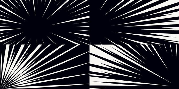 Abstract black and white radial burst pattern divided into quadrants