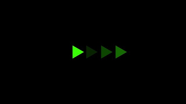 black right arrow pointer icon. 4k neon arrow video on a black background. Neon arrow sign. Keywords. Arrow animation, Loading arrow, Dynamic arrow, Animated pointer, Directional icon,