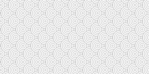 Fototapeta premium Seamless white and gray pattern circles fabric curl transparent design. minimal overlapping pattern with waves pattern with waves white geometric retro background.