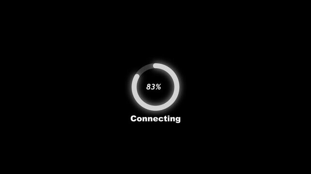 Circle loading bar icon animation. White color loading, load, process, processing bar animation. Futuristic loading circle ring with 0-100 percent. Keywords. loading .load. process.bar.